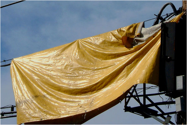 yellow tarp, driggs ave, bklyn