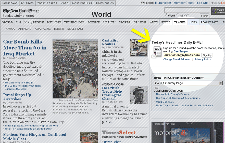portfolio The New York Times E-Newsletter Sign Up